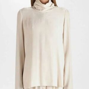 FORTE FORTE Velvet Turtleneck Top Ivory Silk Size 6